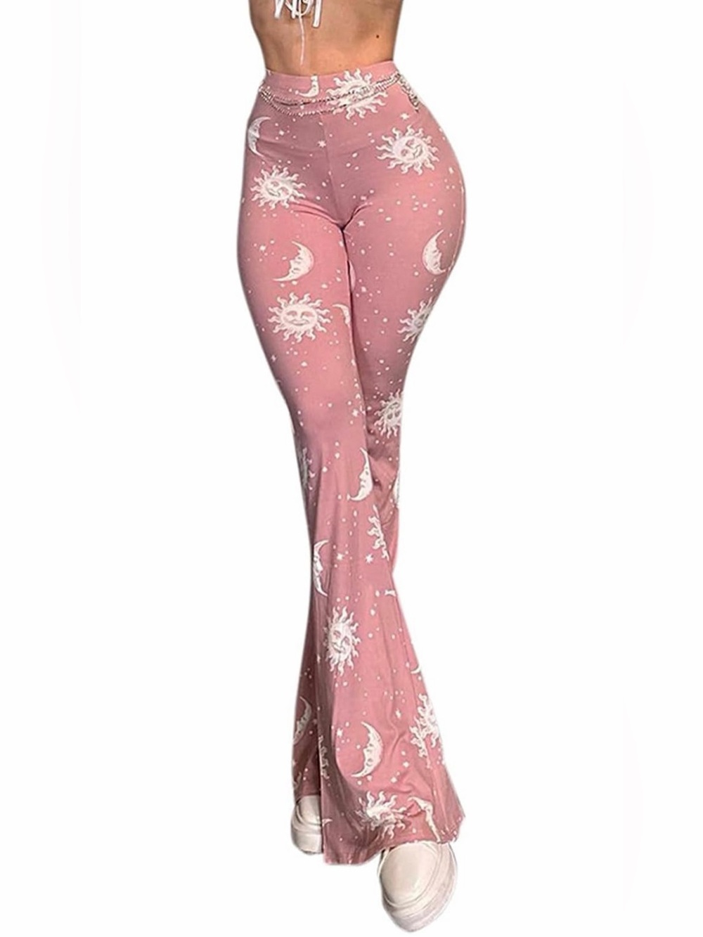High-Waist Pink Moon & Sun Flare Pants